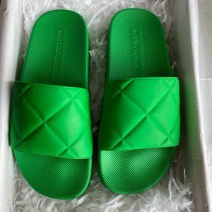 Bottega Veneta Green Rubber Slide Sandals